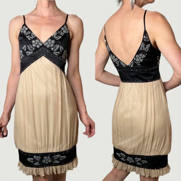 Sue Wong Nocturne beaded floral embroidered bubble hem slip dress cocktail‎ 2 - Picture 1 of 16